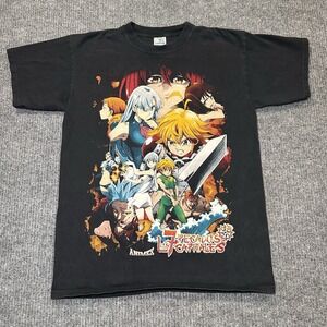 The Seven 7 Deadly Sins‎ Anime Graphic Black T-Shirt Tee Size Medium 19x26
